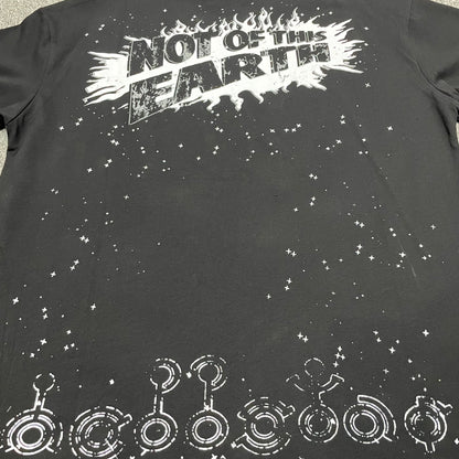 Full rear graphic artwork on the black Hellstar Not of This Earth T-Shirt
Rear slogan lettering detail on the Hellstar Not of This Earth black T-shirt
Close-up of the back graphic print on the Hellstar Not of This Earth T-Shirt
