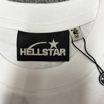 Hellstar branded neck label inside the Gradient Flame Sports Logo T-Shirt
White ribbed crew-neck collar and stitching detail on the Hellstar T-Shirt
Size label detail inside the Hellstar Gradient Flame Sports Logo T-Shirt