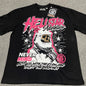 Hellstar Adventure Astronaut T-Shirt in black front view with pink skull astronaut graphic