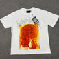 Hellstar Xray Rhinestone T-Shirt in white front view with oversized orange head-scan graphic
