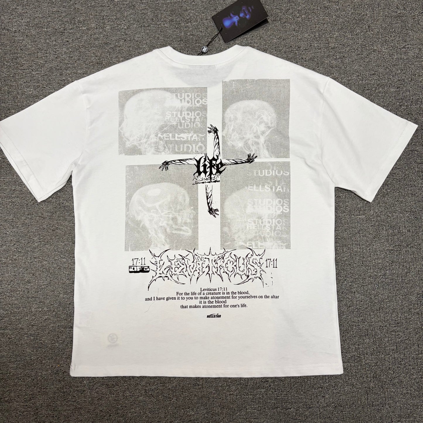 Hellstar Xray white T-shirt back view showing the complete rear graphic artwork