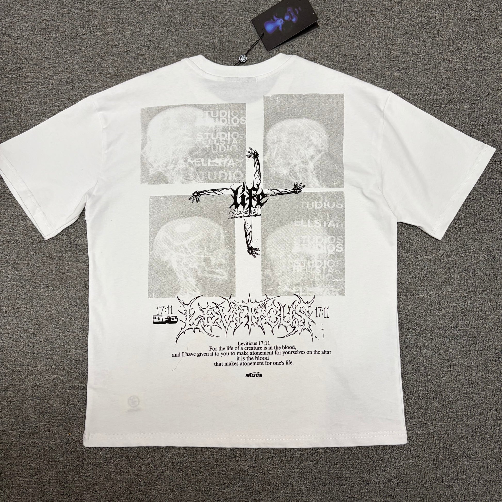 Hellstar Xray white T-shirt back view showing the complete rear graphic artwork