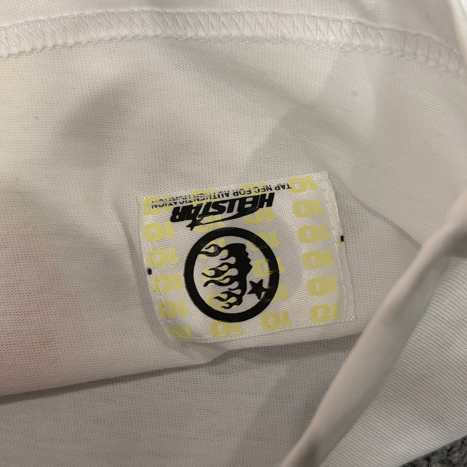 NFC tag detail on the Hellstar Xray T-Shirt for product inspection