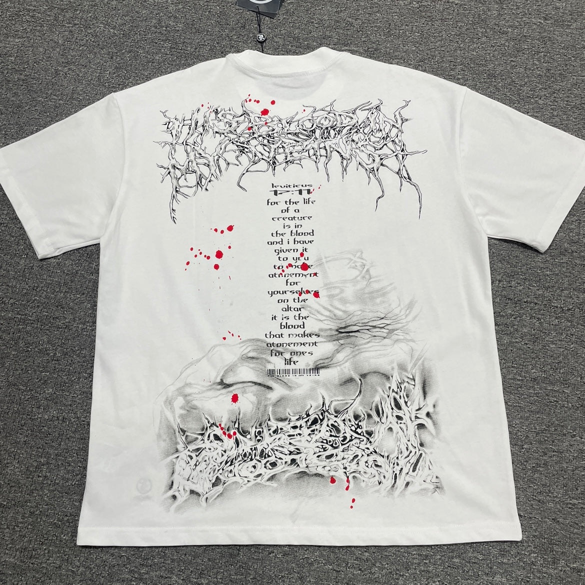 Hellstar Red Face white graphic T-shirt back view