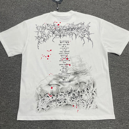 Hellstar Red Face white graphic T-shirt back view