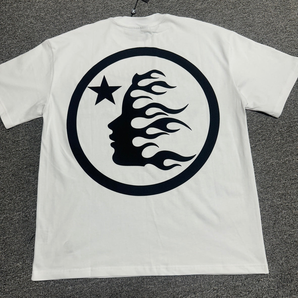Hellstar Classic Rhinestone white T-shirt back view with graphic print