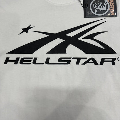 Full black H-Star logo print on Hellstar Classic white T-shirt
Detailed regular screen print on Hellstar Classic Logo white T-shirt
Black H-Star symbol and Hellstar lettering detail on white T-shirt