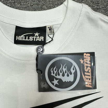 Crew neck collar and stitching detail on Hellstar Classic white T-shirt
Hellstar woven neck label inside Classic Logo white T-shirt
Hellstar size label detail inside Classic white graphic T-shirt