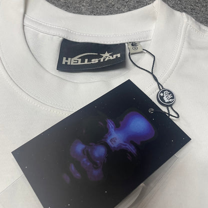 Crew neck collar and stitching detail on Hellstar H Blue Flame T-shirt
Hellstar woven neck label inside H Blue Flame white T-shirt
Hellstar size label detail inside H Blue Flame white T-shirt
Hellstar branded hangtag attached to H Blue Flame white T-shirt