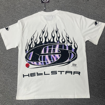 Hellstar H Blue Flame white T-shirt back view showing the rear graphic