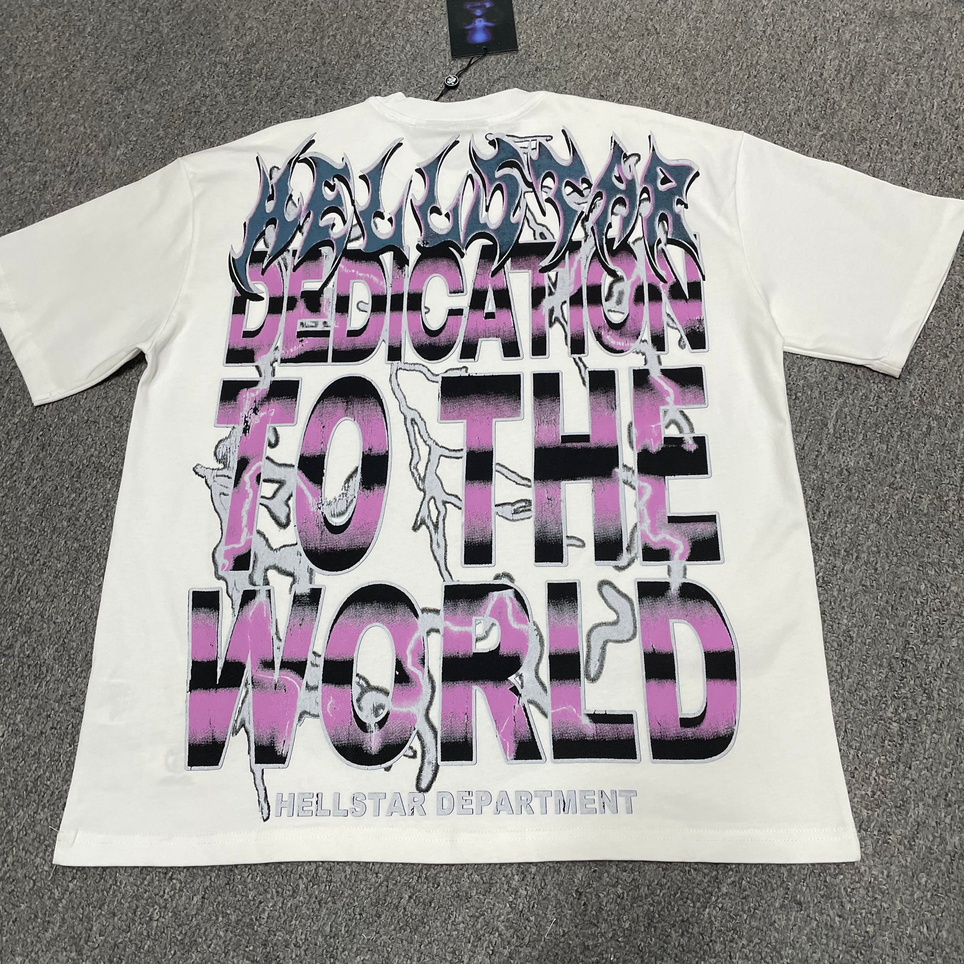 Hellstar Goggles white graphic T-shirt back view showing the rear artwork