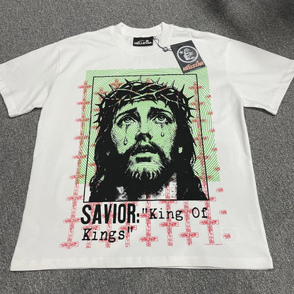 Hellstar Jesus Savior King of Kings T-shirt in white front view