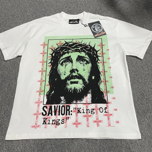 Hellstar Jesus Savior King of Kings T-shirt in white front view