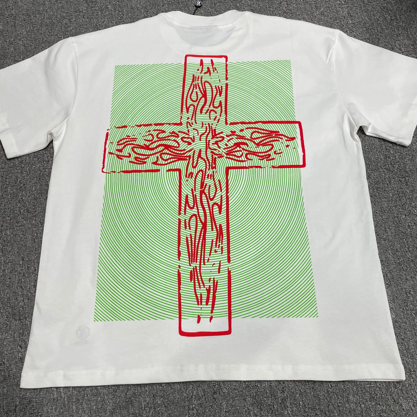 Hellstar Jesus white graphic T-shirt back view showing the rear artwork