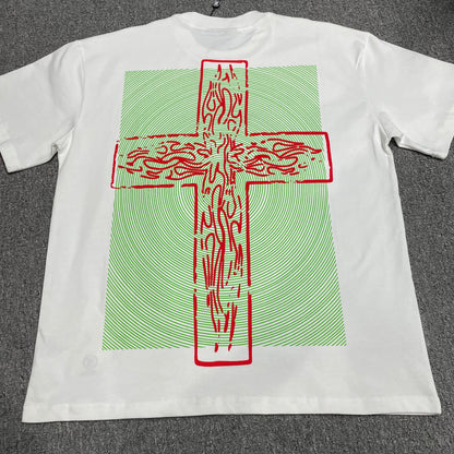 Hellstar Jesus white graphic T-shirt back view showing the rear artwork