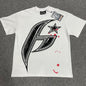 Full oversized black H Star graphic on Hellstar white T-shirt