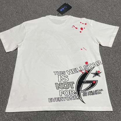 Hellstar H Star white graphic T-shirt back view showing the rear artwork