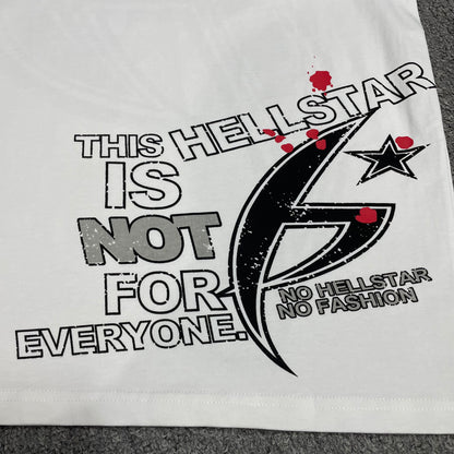 Full rear graphic print on Hellstar H Star white T-shirt
Close-up of the back graphic on Hellstar H Star white T-shirt