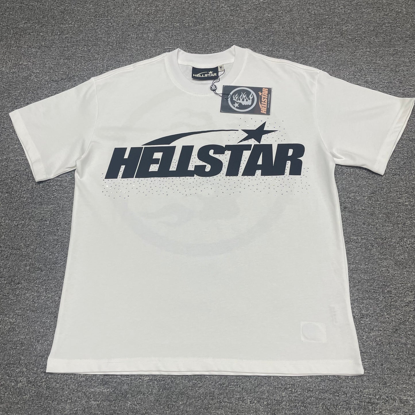 Hellstar Sports Core Rhinestone Logo T-shirt in white front view