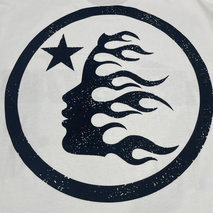 Full rear graphic print on Hellstar Sports Core white T-shirt
Close-up of the back graphic on Hellstar Sports Core T-shirt