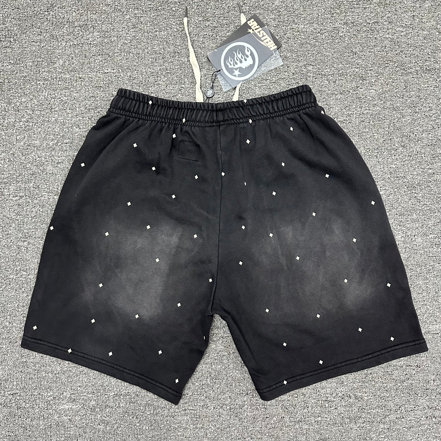 Hellstar Path to Paradise washed black graphic shorts back view