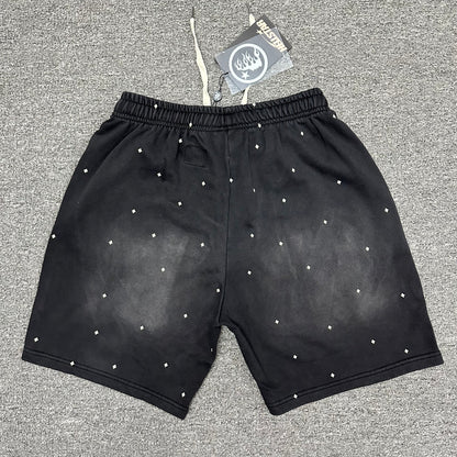 Hellstar Path to Paradise washed black graphic shorts back view