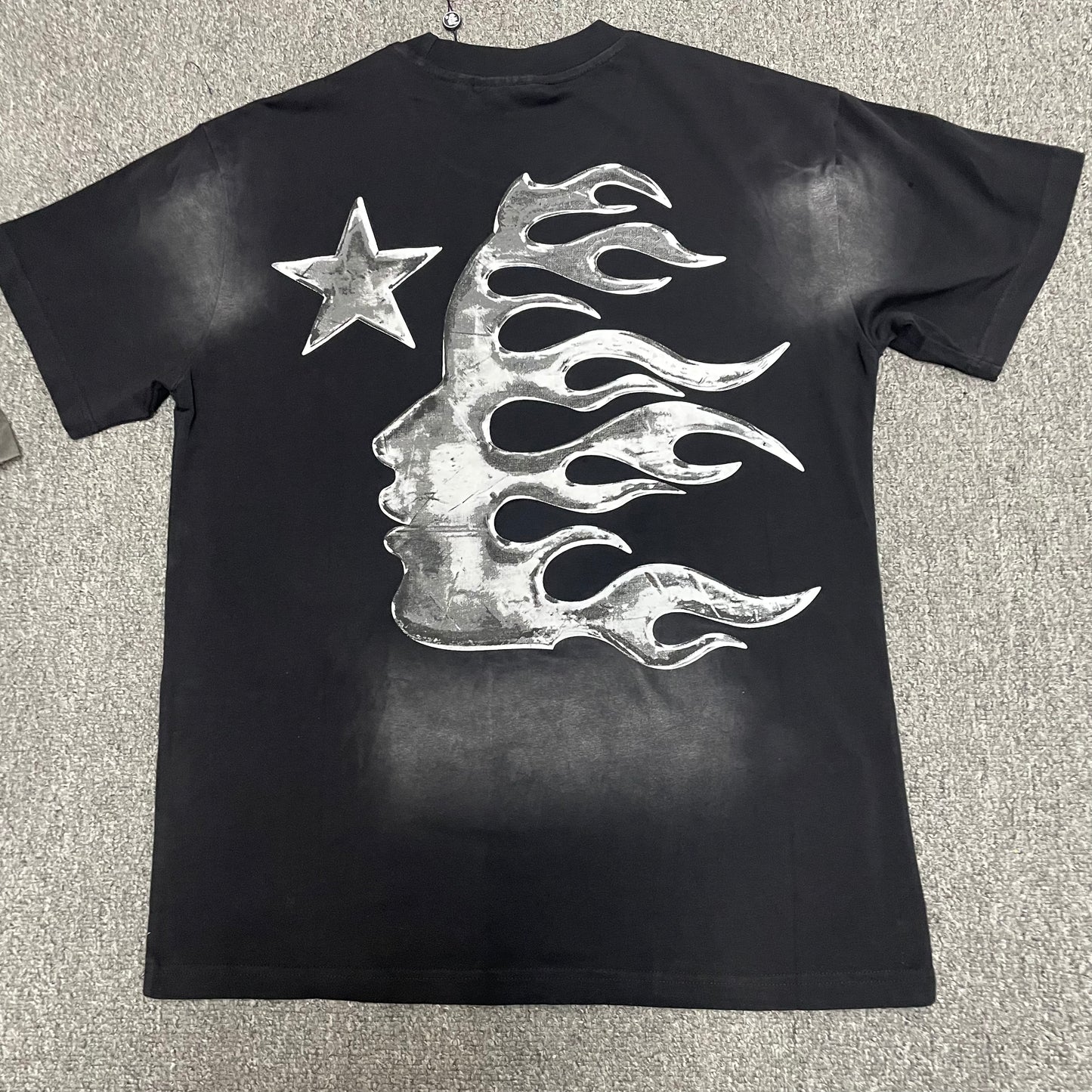 Hellstar Chrome Logo black T-shirt back view with large rear graphic