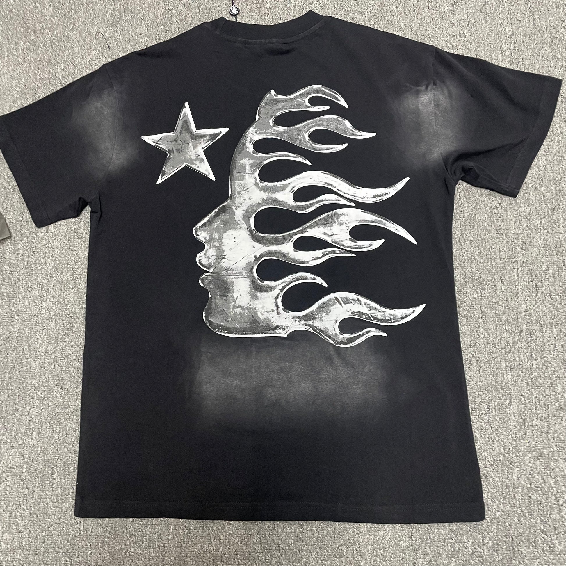 Hellstar Chrome Logo black T-shirt back view with large rear graphic