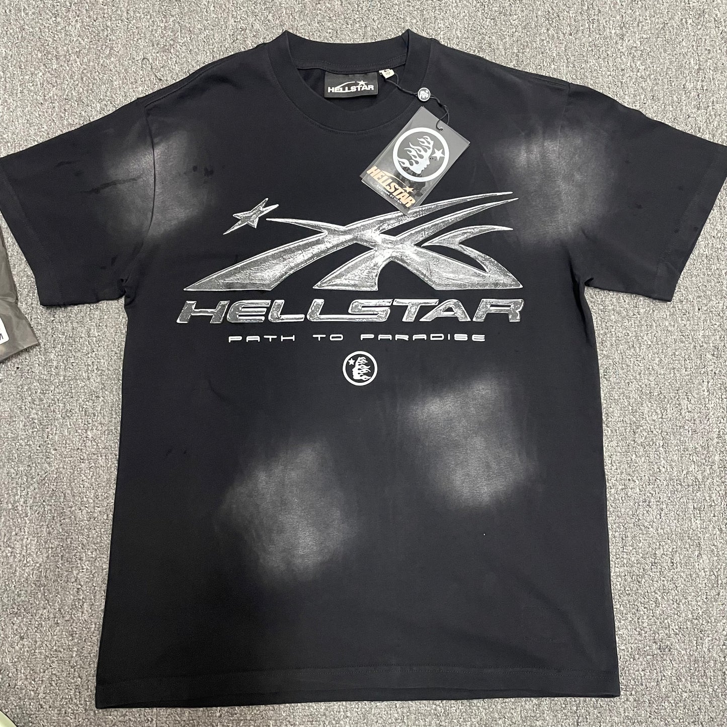 Hellstar Chrome Logo T-shirt in washed black front view