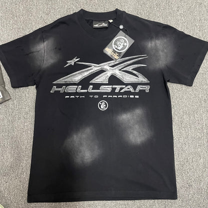 Hellstar Chrome Logo T-shirt in washed black front view