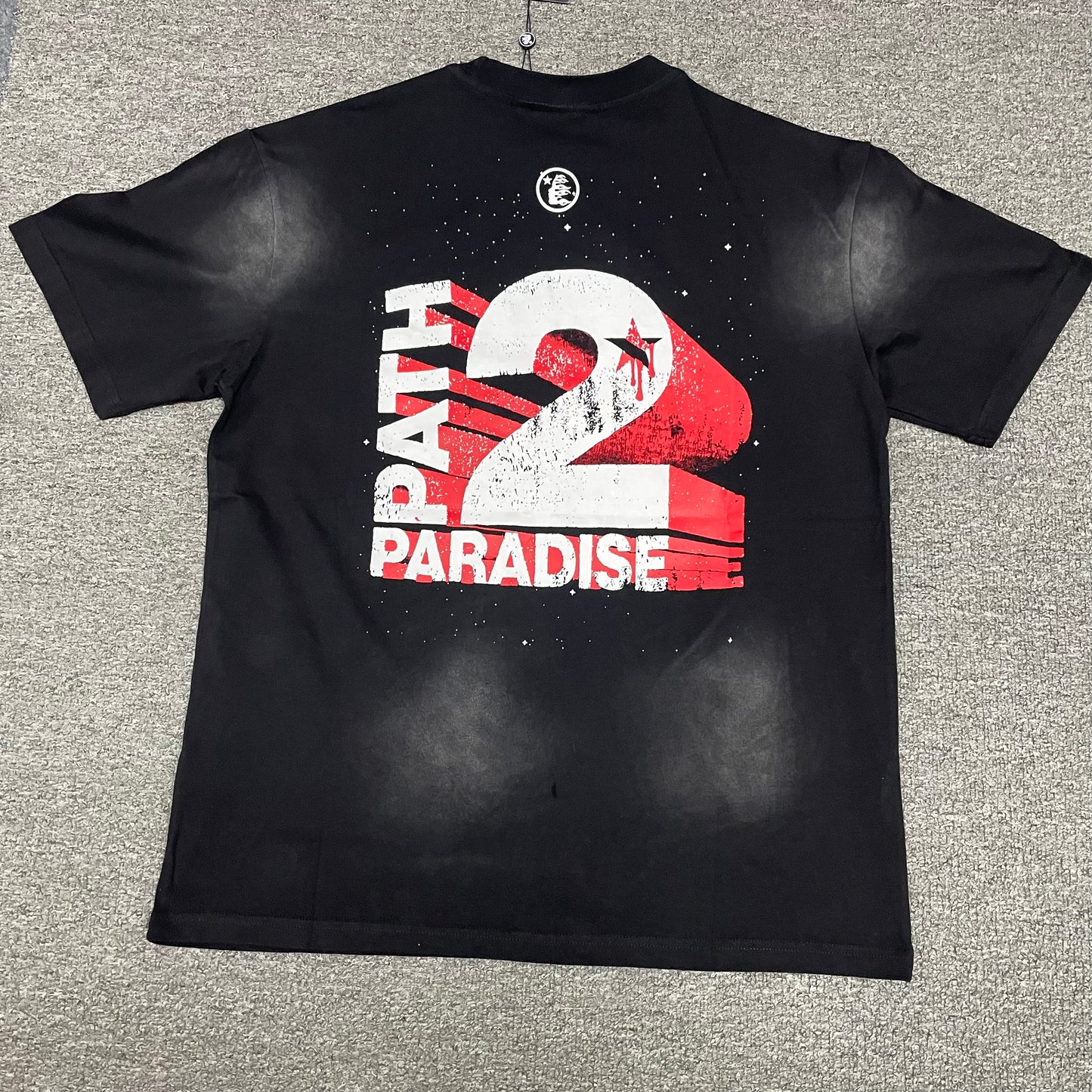 Hellstar UFO Attacks Planet washed black T-shirt back view