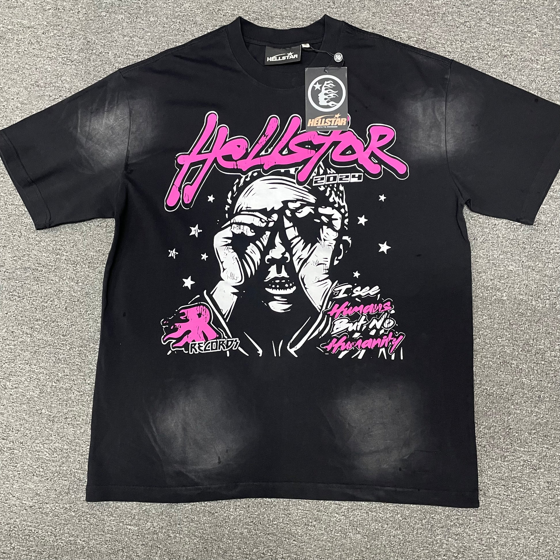 Hellstar I See Humans But No Humanity T-shirt in washed black front view