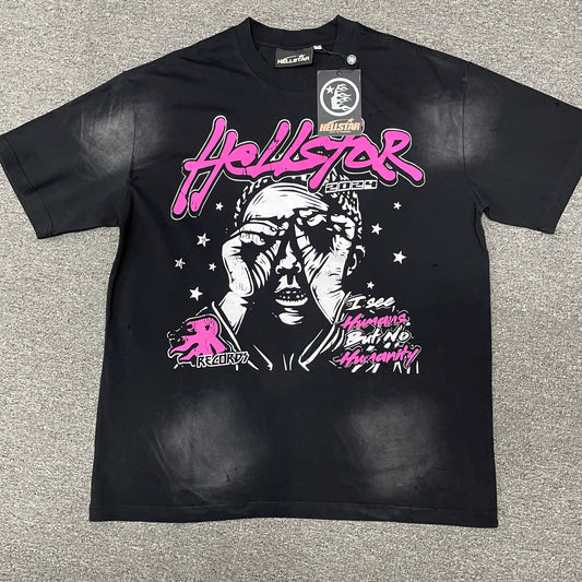 Hellstar I See Humans But No Humanity T-shirt in washed black front view