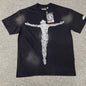 Hellstar QR Christ graphic T-shirt in washed black front view