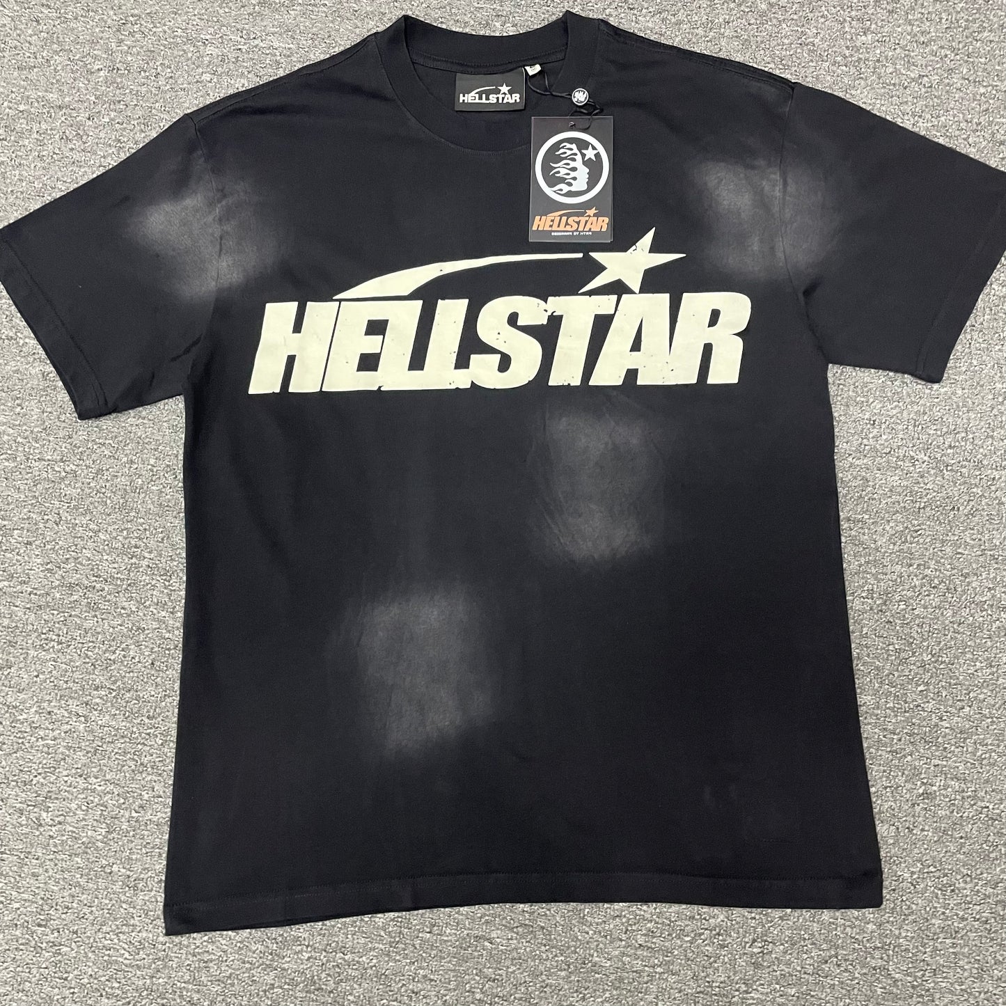 Hellstar Classic Logo T-shirt in washed black front view