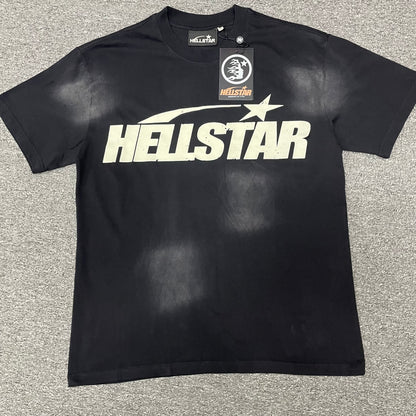 Hellstar Classic Logo T-shirt in washed black front view