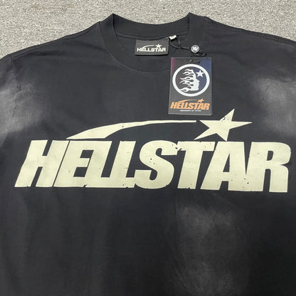 Full cream Hellstar Classic logo graphic on washed black T-shirt
Close-up of the cream Hellstar Classic logo on black T-shirt
Detailed cream logo print on Hellstar Classic washed black T-shirt
Oversized Hellstar lettering across the Classic black T-shirt
Hellstar shooting-star graphic above the cream logo lettering