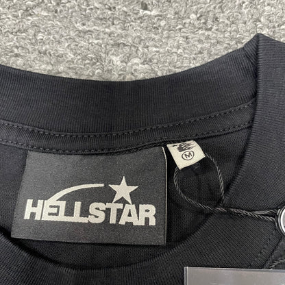 Crew neck collar and stitching detail on Hellstar Classic T-shirt
Hellstar woven neck label inside Classic washed black T-shirt
Hellstar size label detail inside Classic washed black T-shirt
Hellstar branded hangtag attached to Classic Logo black T-shirt