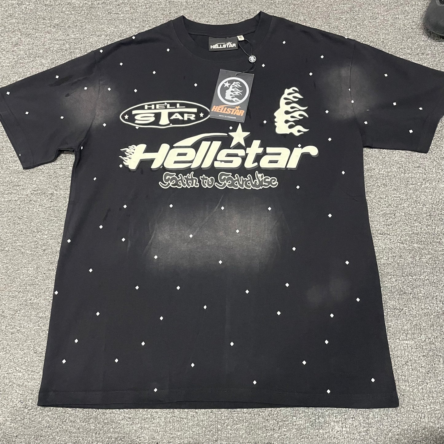 Hellstar Death to Paradise graphic T-shirt in washed black front view