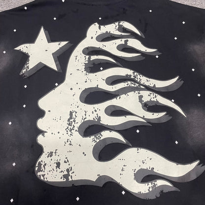 Full rear graphic artwork on Hellstar Death to Paradise T-shirt
Close-up of the back graphic on Hellstar Death to Paradise black T-shirt
