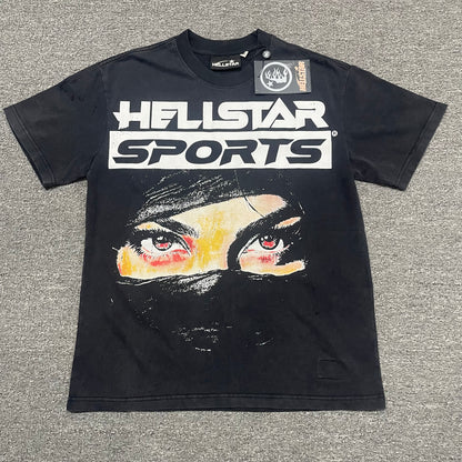 Hellstar Blur graphic T-shirt in washed black front view