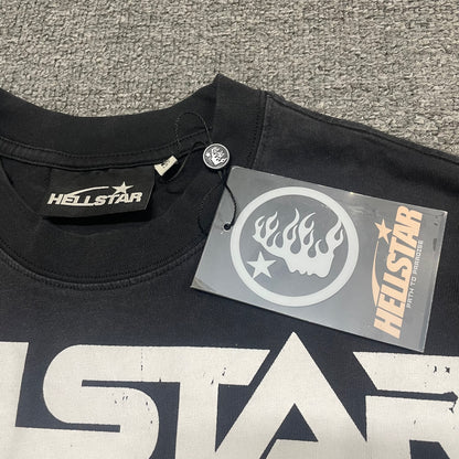 Crew neck collar and stitching detail on Hellstar Blur T-shirt
Hellstar woven neck label inside Blur washed black T-shirt
Hellstar size label detail inside Blur washed black T-shirt
Hellstar branded hangtag attached to Blur black graphic T-shirt