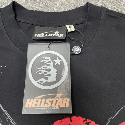 Crew neck collar and stitching detail on Hellstar I Love NY T-shirt
Hellstar woven neck label inside I Love NY washed black T-shirt
Hellstar size label detail inside I Love NY washed black T-shirt
Hellstar branded hangtag attached to I Love NY black T-shirt