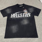 Hellstar Classic Rhinestone Logo washed black T-shirt front view