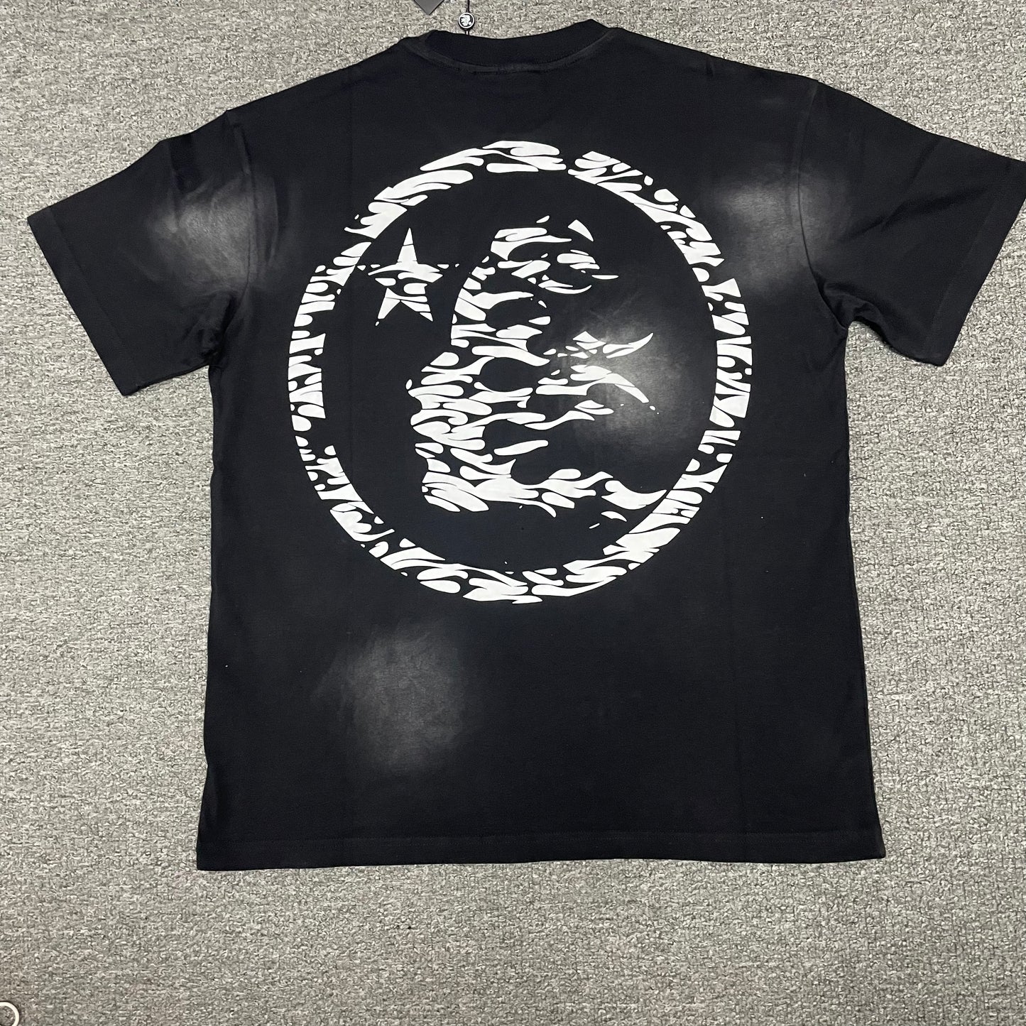 Hellstar Classic Rhinestone Logo washed black T-shirt back view