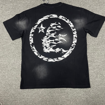 Hellstar Classic Rhinestone Logo washed black T-shirt back view