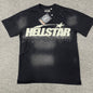 Hellstar Classic Logo rhinestone distressed T-shirt in washed black front view