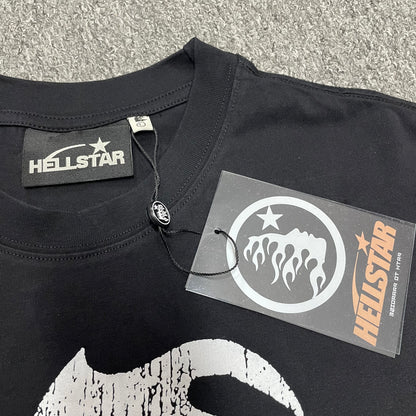 Hellstar neck label inside Flame Face washed black T-shirt
Hellstar branded hang tag attached to Flame Face black T-shirt