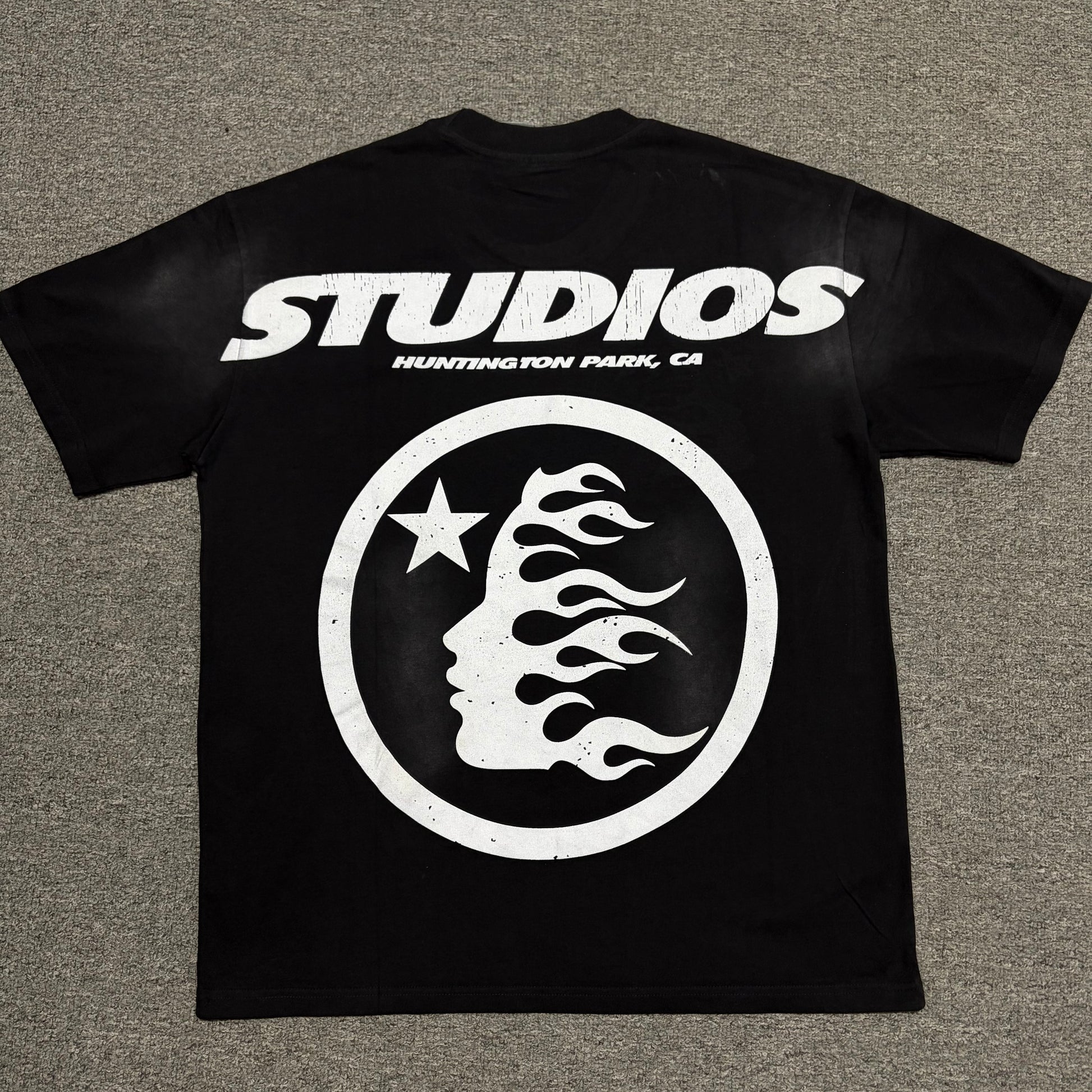 Hellstar Studios Cartoon Glitter Logo washed black T-shirt back view