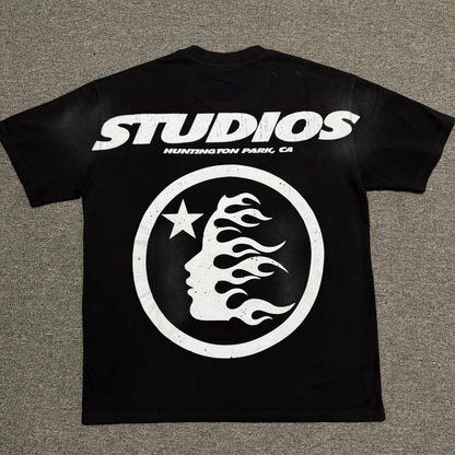 Hellstar Studios Cartoon Glitter Logo washed black T-shirt back view